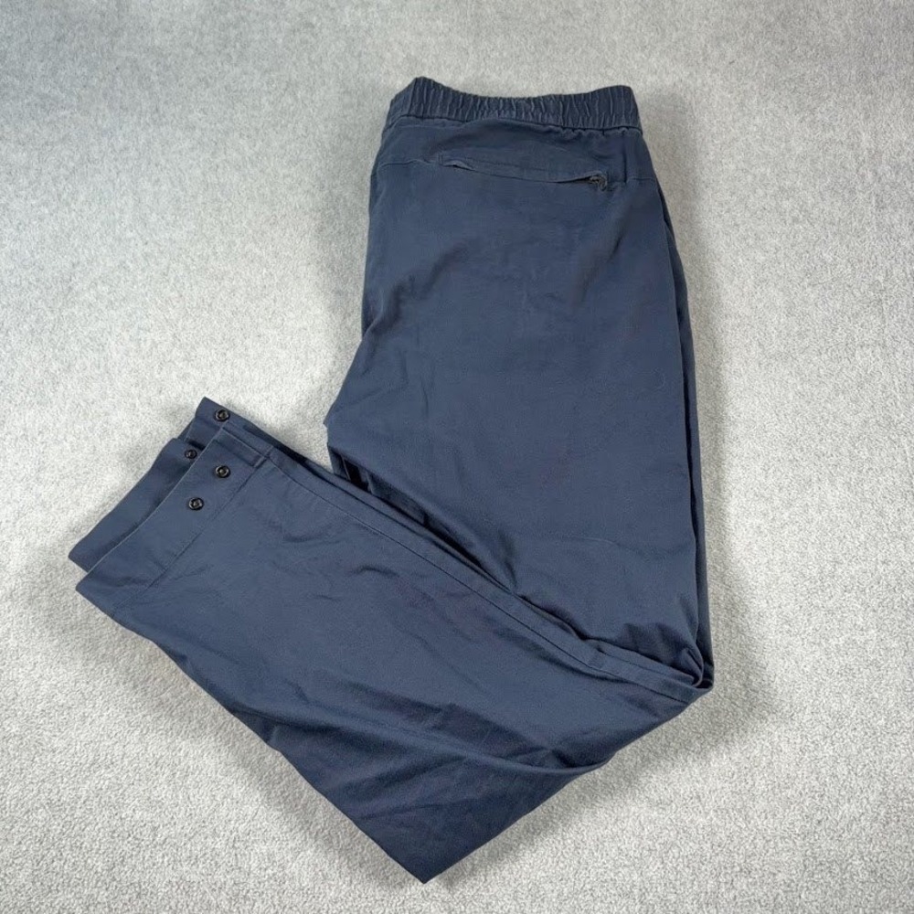 Bonobos Chino Jogger Pants Mens 34 Navy Blue Solid Slim Fit Snap Cuff Drawstring